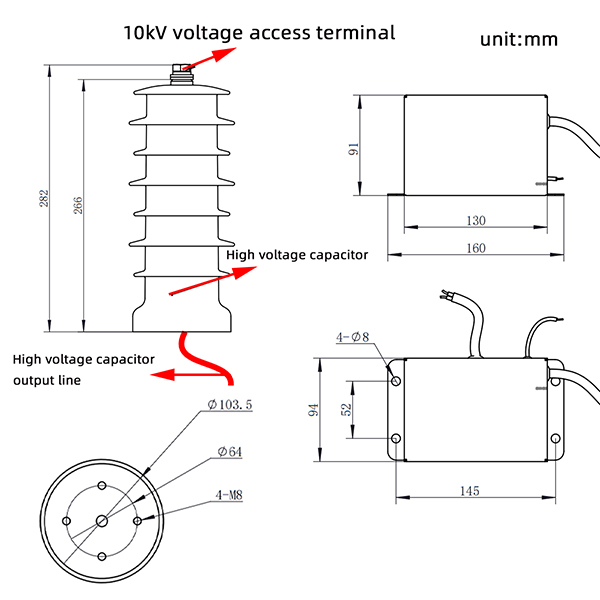 High-Voltage Capacitive Power Harvesting Device Dimensions Dispositif de récupération d'énergie capacitif haute tension