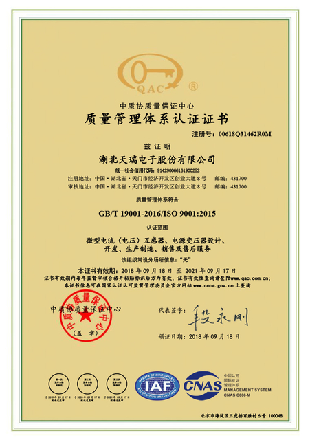 2_0000_ 质量 管理 体系 证书 原版 2015